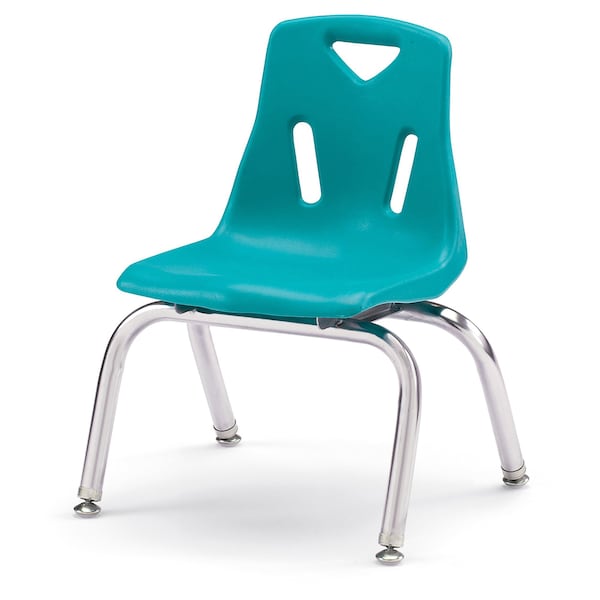 Berries Stacking Chairs with Chrome-Plated Legs, 10 in. Ht, Set of 6, Teal